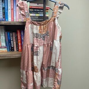 SHEIN Pink and Orange Patchwork Dress